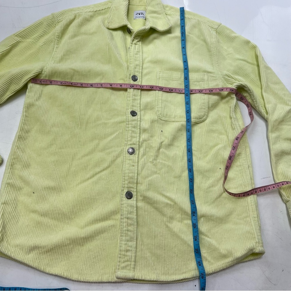 zara men’s neon lime corduroy jacket M L125-13 - Picture 4 of 8